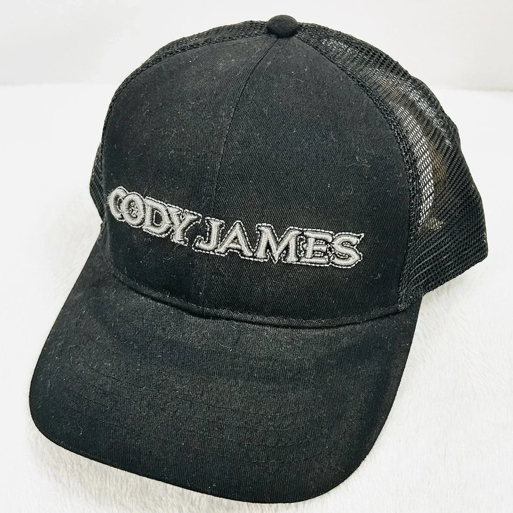 Cody James Wordmark Logo Trucker Hat Cap Snapback Adjustable Black Western‎